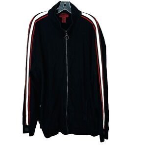 The Foundry Supply Co Mens 2XL Full‎ Zip Black Red Strip Jacket Sweatjacket